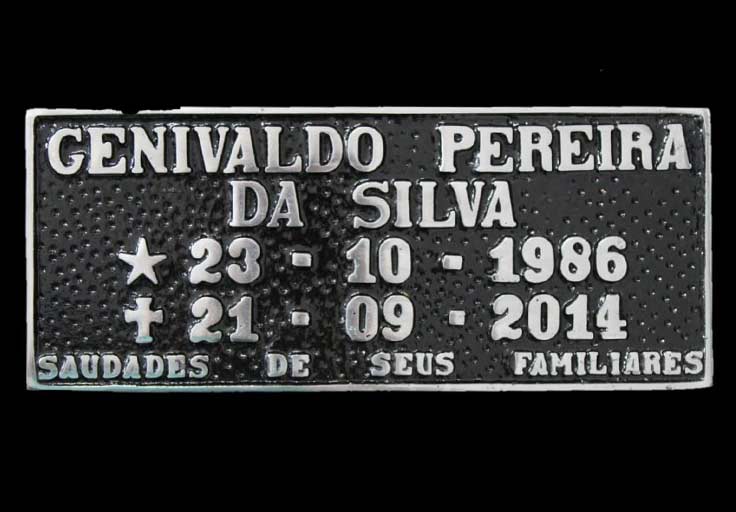 #102 - Placa para cemitério 15x30cm modelo padrão.