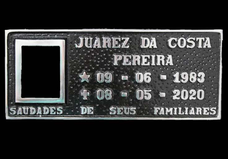 #108 - Placa para cemitério 15x30 com foto 8x10 modelo padrão.