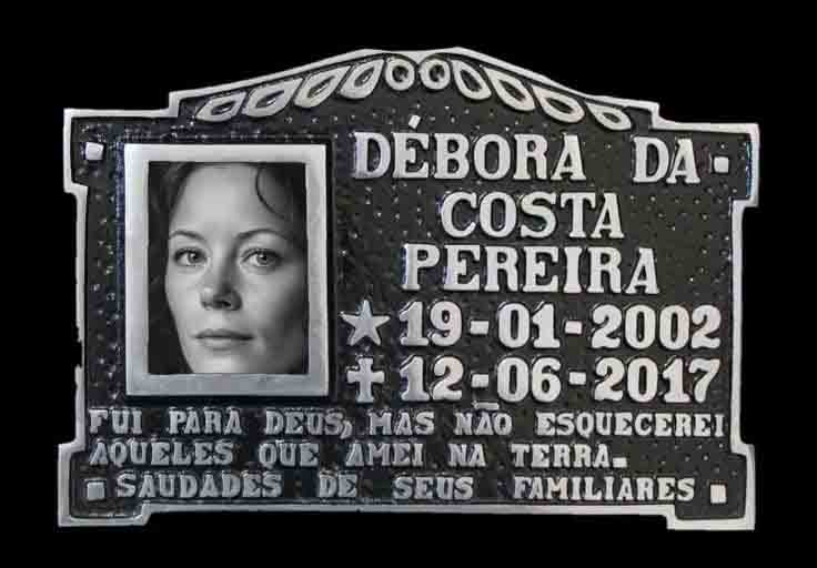#111 - Placa para cemitério 15x30 com foto 8x10 modelo padrão.