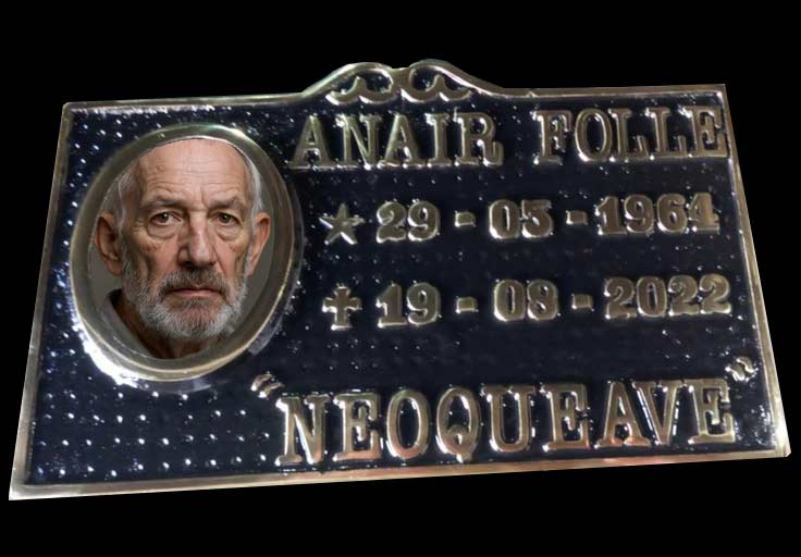 #113 - Placa para cemitério 20x30 reta com foto 9x15.